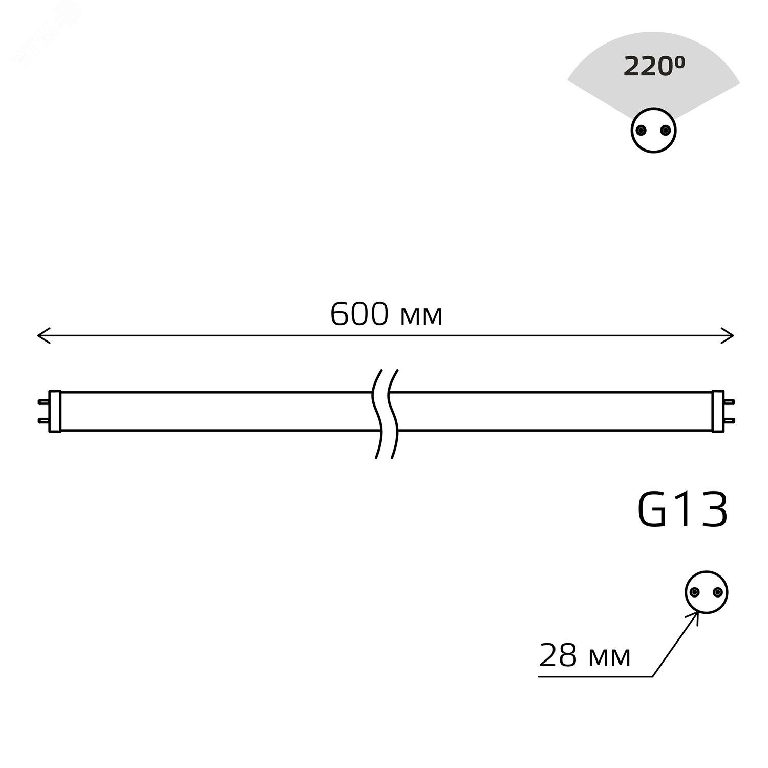 Лампа светодиодная LED 10 Вт 780 лм 4000К AC180-240В G13 трубка Т8 нейтральный стеклянная Basic Gauss 1930202 GAUSS - превью 6