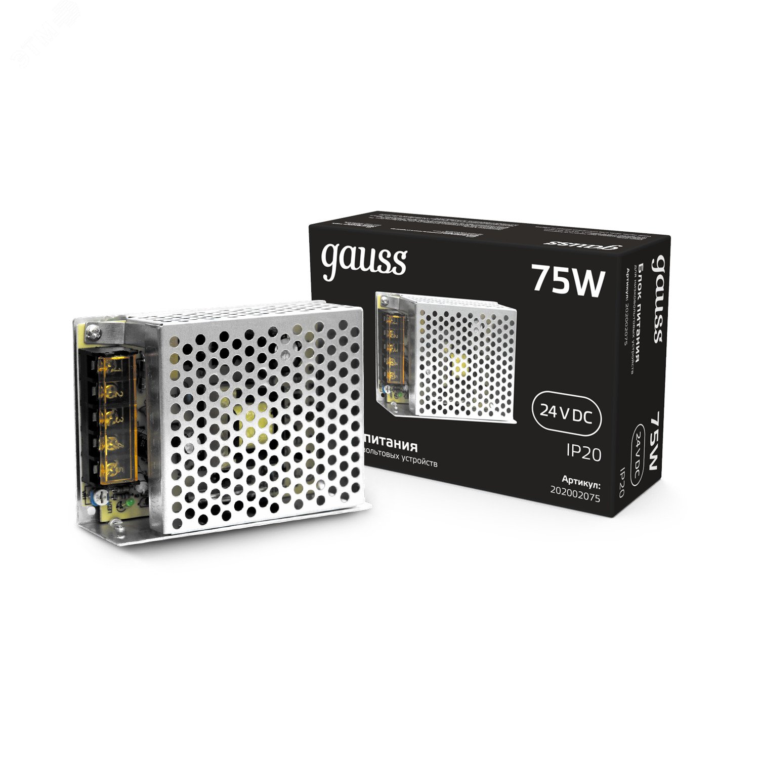 Блок питания (драйвер) для светодиодной ленты 75 Вт 24 В IP20 Black Gauss 202002075 GAUSS - превью 3