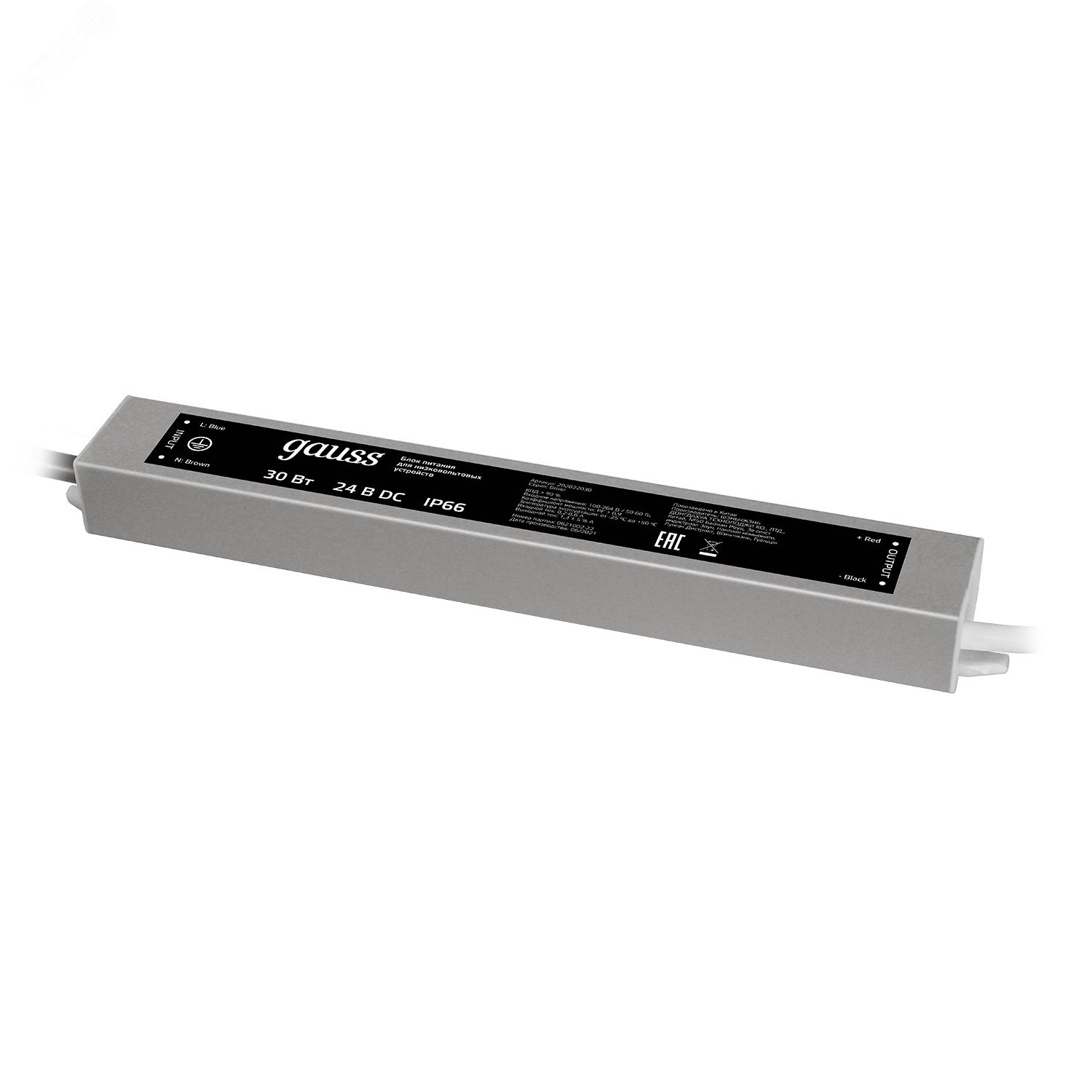 Блок питания (драйвер) для светодиодной ленты 30 Вт 24 В герметичный IP66 Black Gauss 202022030 GAUSS - превью 4