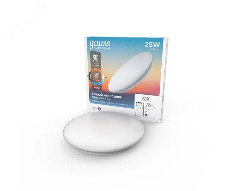 Светильник светодиодный умный 25 Вт 2000 лм 2700-6500К AC 198-264В Управление по Wi-Fi, изменение цветовой температуры и диммирование Smart Home 2050112 GAUSS - превью 2