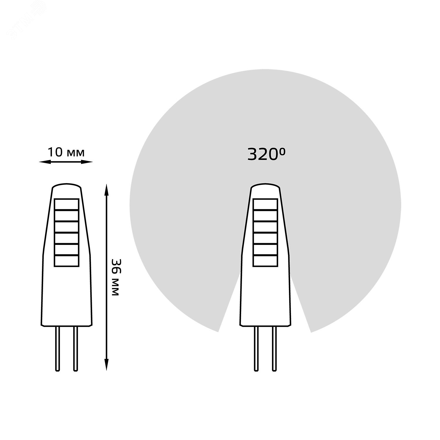 Лампа светодиодная LED 2 Вт 190 лм 3000К DC12В G4 капсула теплая Низковольтная Black Gauss 207707102 GAUSS - превью 7