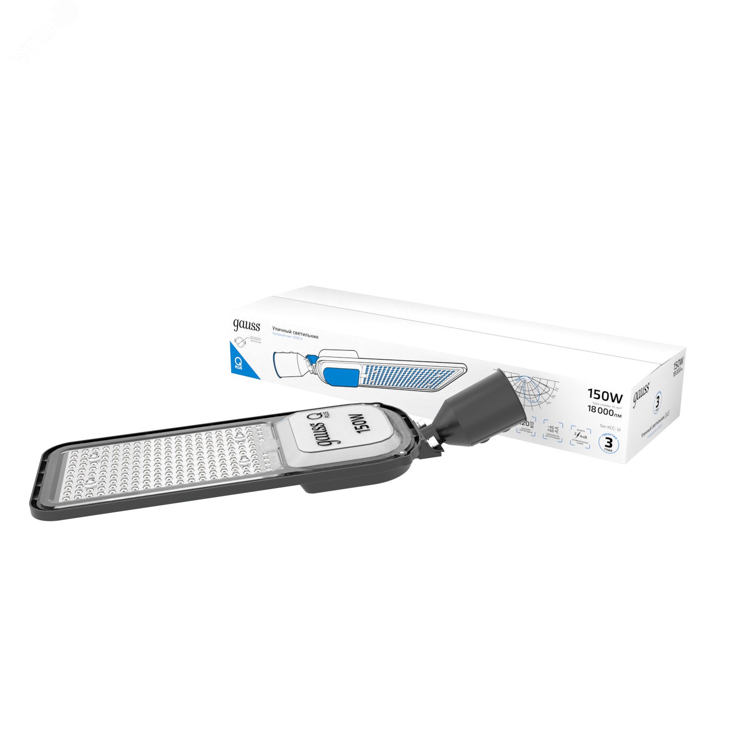 Изображение товара Уличный консольный светодиодный светильник Gauss ДКУ 150 Вт 18000 лм 5000К IP65