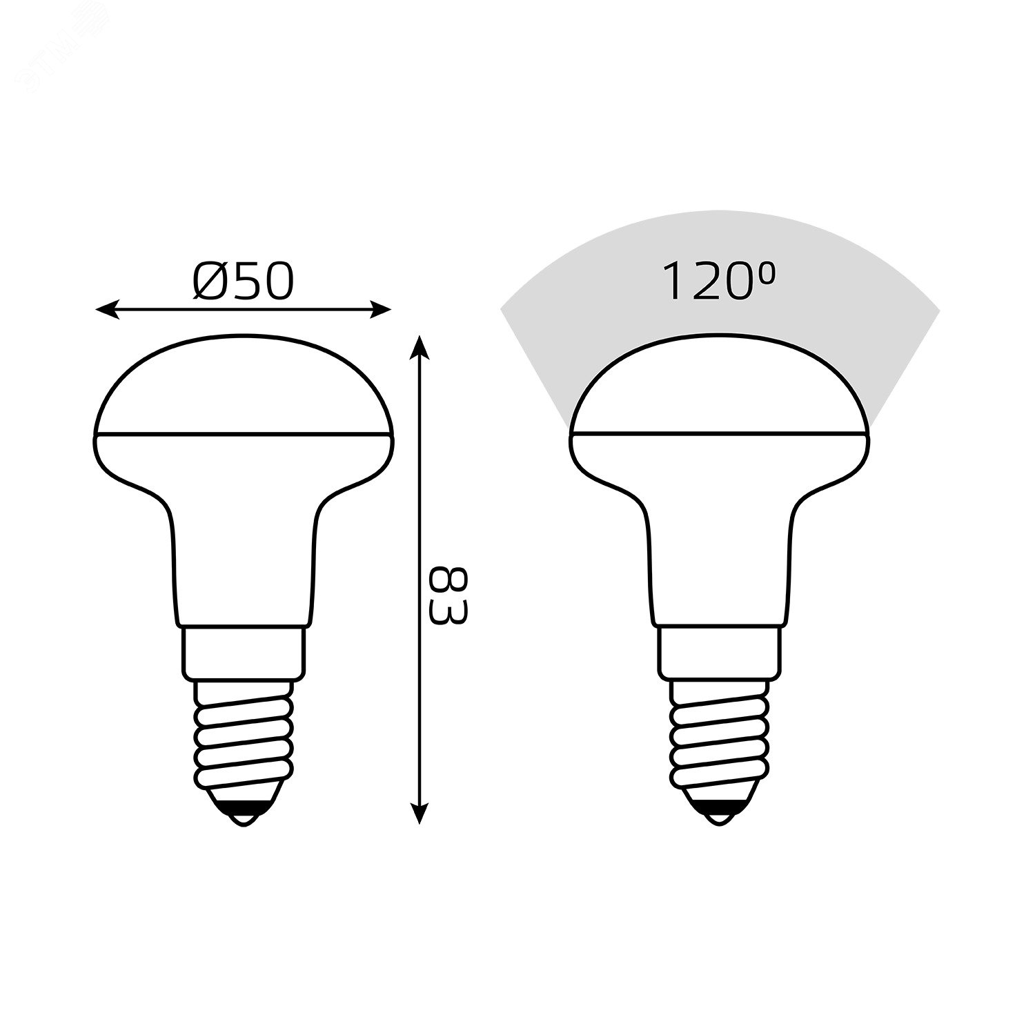 Лампа светодиодная LED 6 Вт 450 лм 3000К AC180-240В E14 грибок R50 теплая Elementary 63116 GAUSS - превью 7