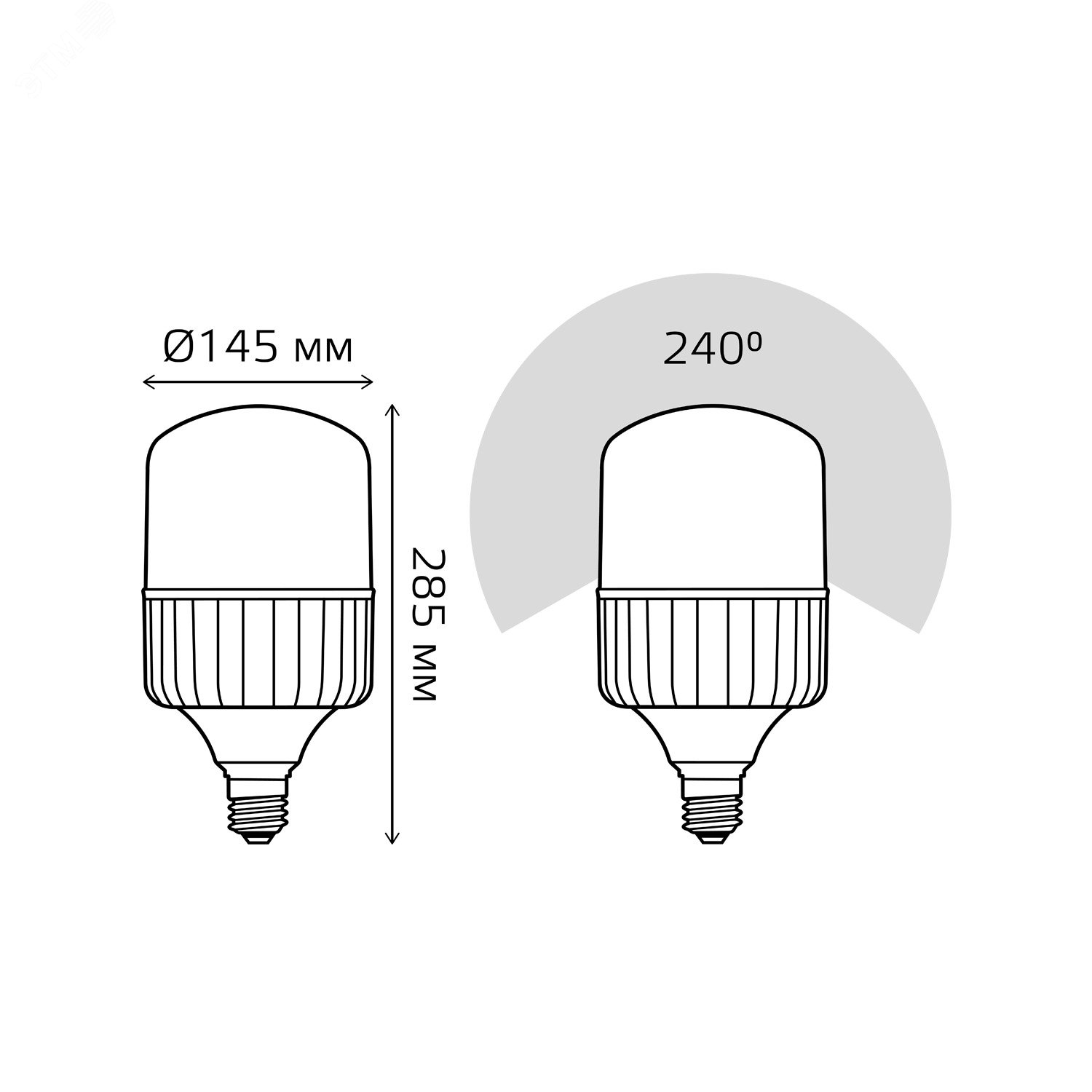 Лампа светодиодная LED 100 Вт 9500 лм 4000К AC180-240В E40 цилиндр Т160 нейтральный Elementary 63420 GAUSS - превью 7