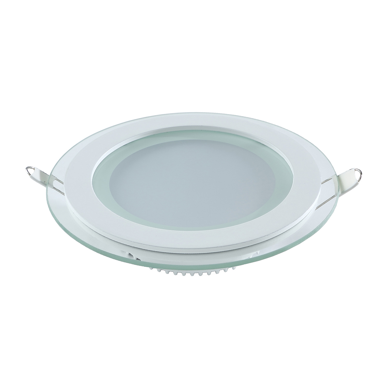 Светильник светодиодный ДВО 6 Вт 490 лм 4000К AC 220В IP20 круг D100х36мм монт d70мм Алюминий с декоративным стеклом Glass