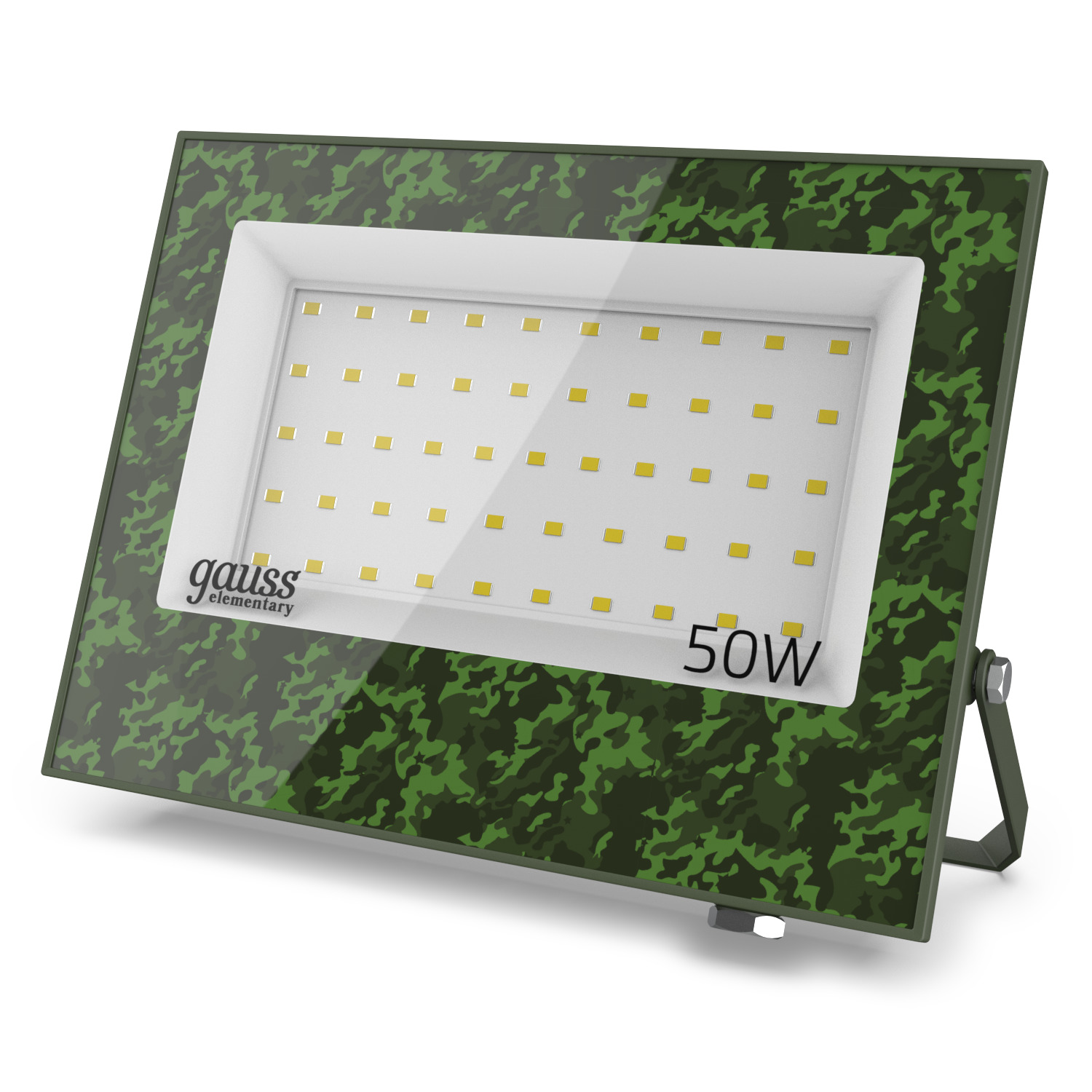 Прожектор светодиодный ДО 50 Вт 4500 лм 6500К AC 220В Зеленый IP65 182х141х32мм ХАКИ Elementary