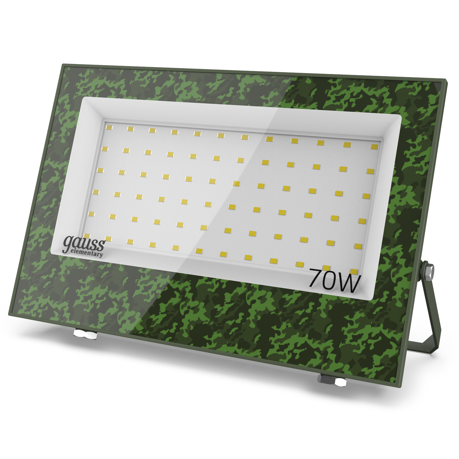 Прожектор светодиодный ДО 70 Вт 6300 лм 6500К AC 220В Зеленый IP65 224х158х35мм ХАКИ Elementary