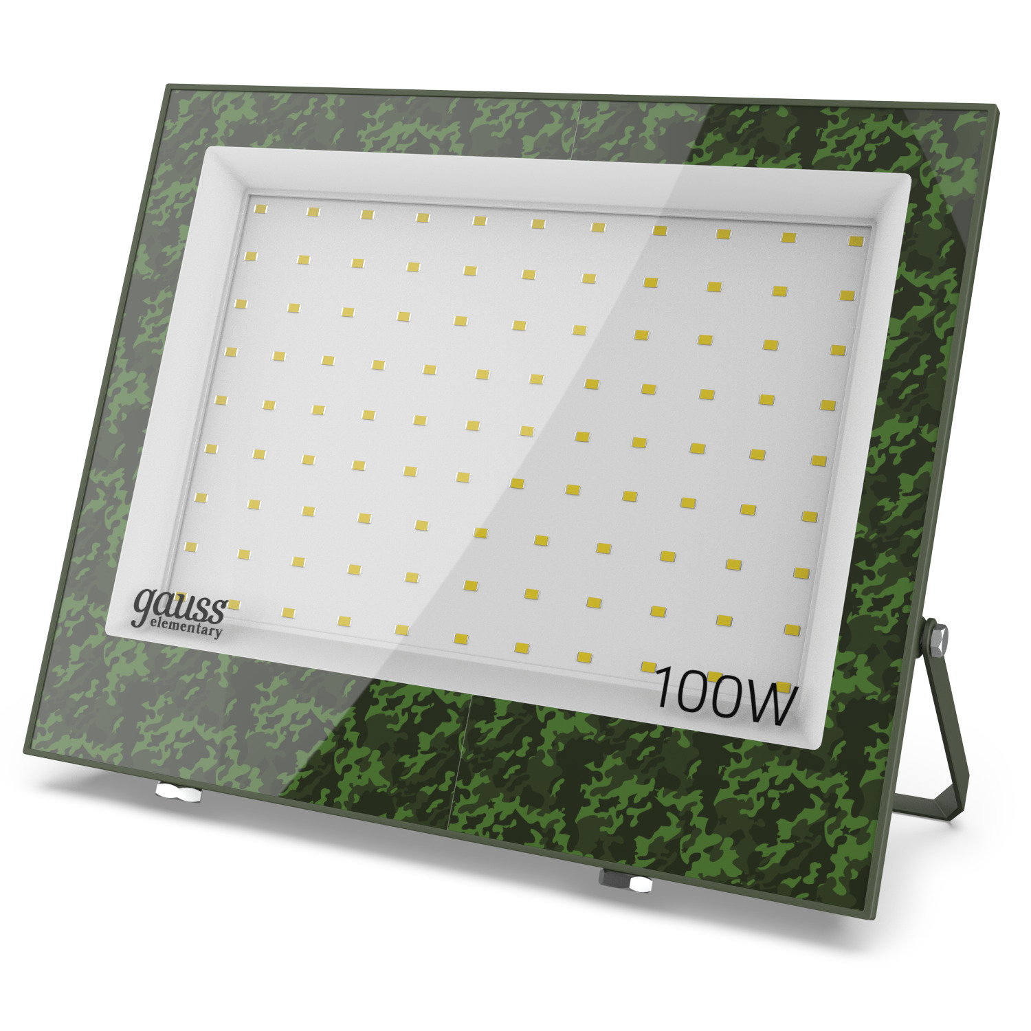 Прожектор светодиодный ДО 100 Вт 9500 лм 6500К AC 220В Зеленый IP65 253х197х35мм ХАКИ Elementary