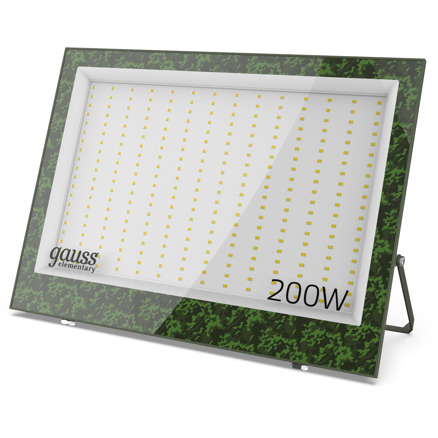 Прожектор светодиодный ДО 200 Вт 18000 лм 6500К AC 220В Зеленый IP65 368х277х37мм ХАКИ Elementary