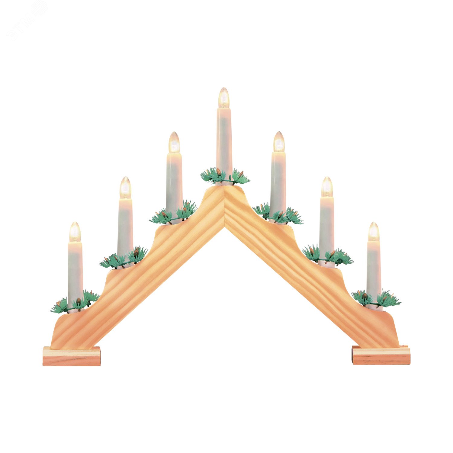Светильник светодиодный ''Новогодняя горка'' 7 LED свечей 0,1 Вт 7 тёплый свет дерево новогодний декор батарейки в комплекте Holiday HL020 GAUSS - превью 2