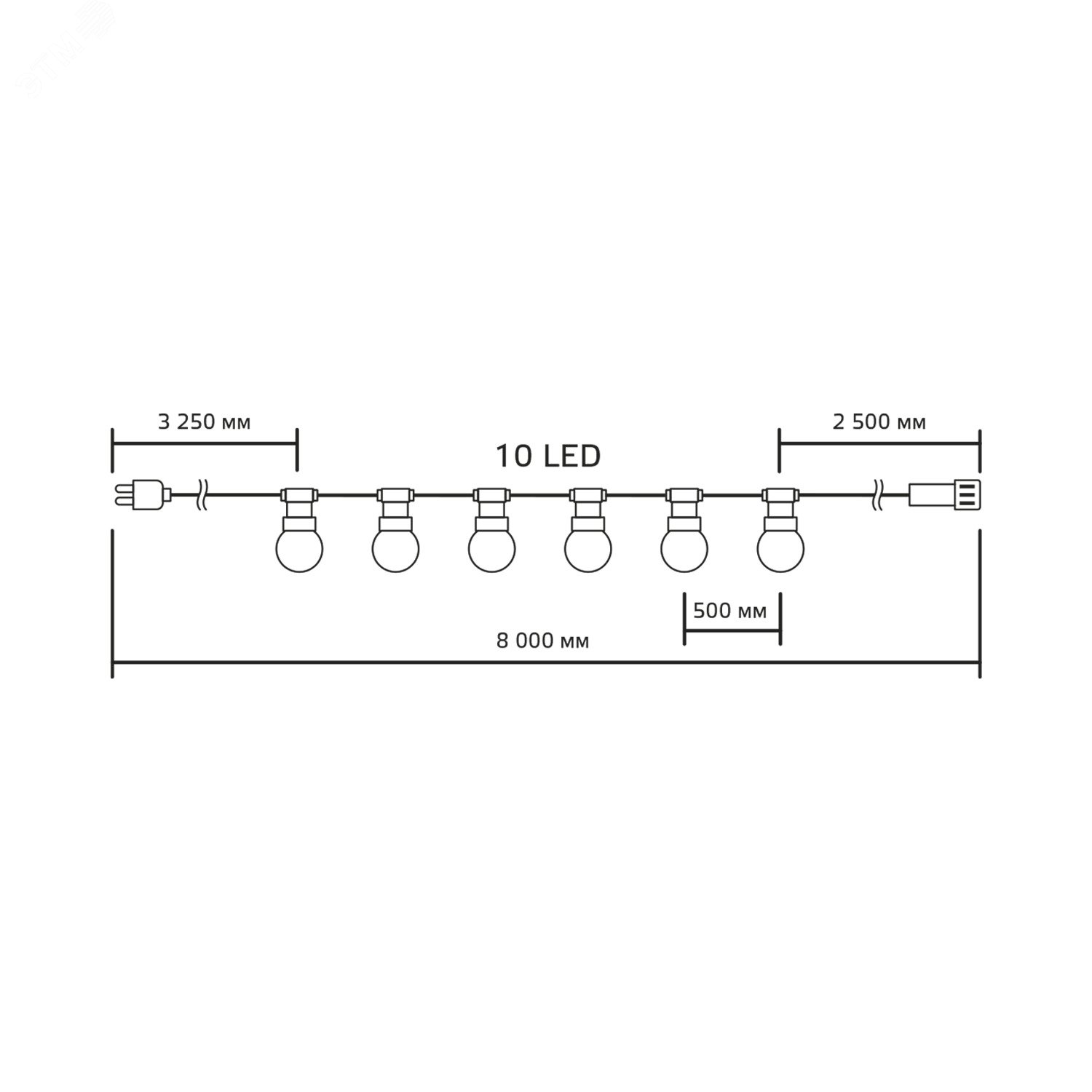 Гирлянда светодиодная Белт Лайт 10 ламп 7,7 м IP44 мультицвет Holiday HL060 GAUSS - превью 7