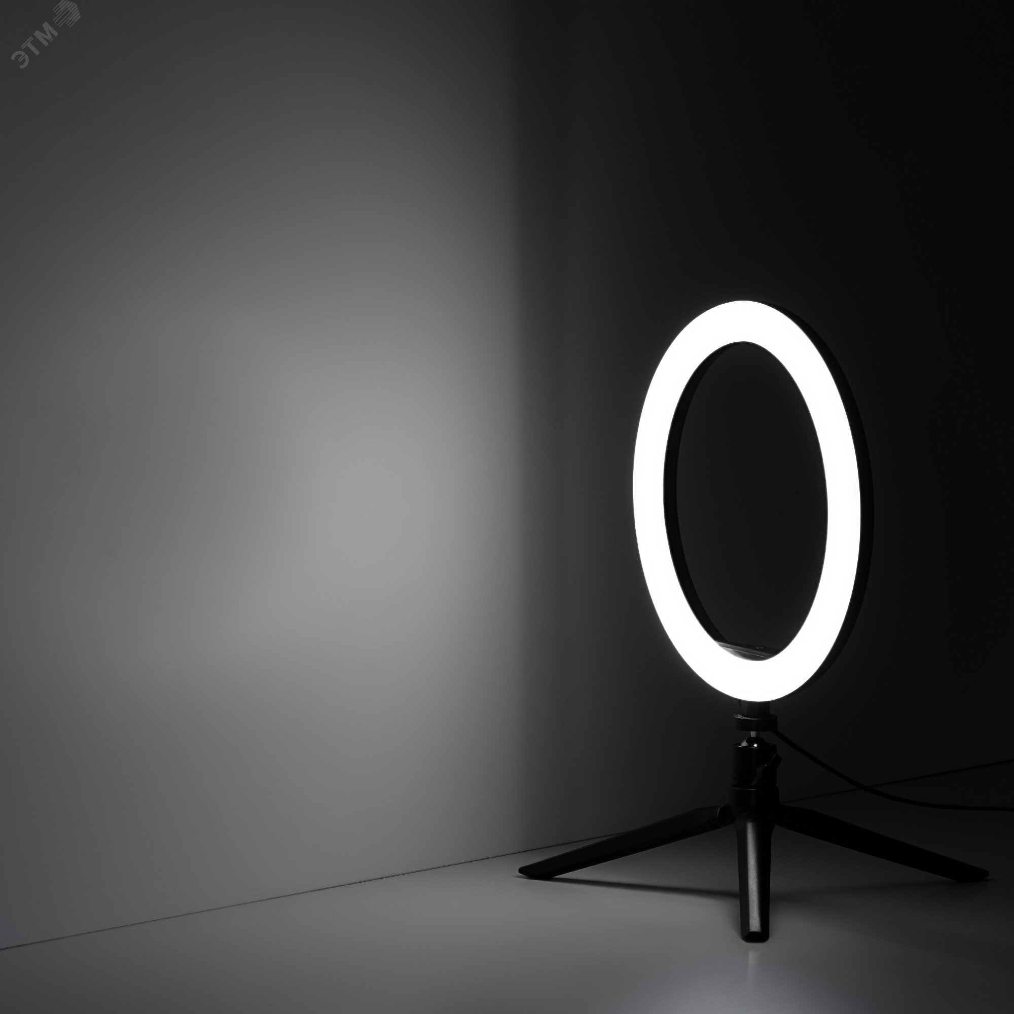 Светильник кольцевой светодиодный LED 14 Вт 700 Лм 3000-6500К черный с USB разъемом диммируемый с пультом Ring RL002 GAUSS - превью 3