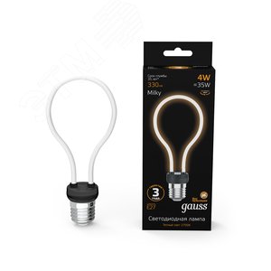 Лампа светодиодная филаментная LED 4 Вт 330 лм 2700К AC185-265В E27 контурная Artline A72 теплая матовая колба Black Filament 1004802104 GAUSS - 3