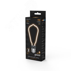 Лампа светодиодная филаментная LED 4 Вт 330 лм 2700К AC185-265В E27 ST64 теплая матовая колба Black Filament 1005802104 GAUSS - 6