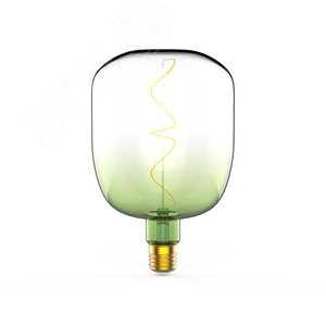 Лампа светодиодная филаментная LED 5 Вт 200 лм 1800К V140 теплый E27 AC 220В зеленая колба Black Filament - фото 1