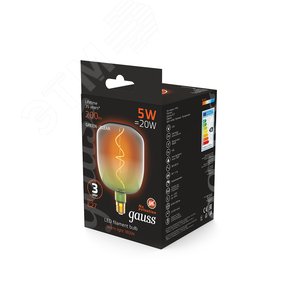 Лампа светодиодная филаментная LED 5 Вт 200 лм 1800К V140 теплый E27 AC 220В зеленая колба Black Filament - фото 5