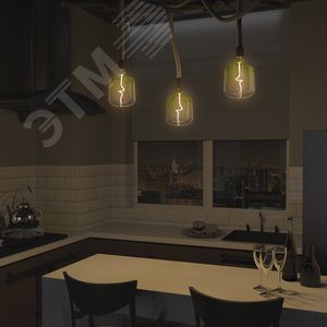 Лампа светодиодная филаментная LED 5 Вт 200 лм 1800К V140 теплый E27 AC 220В зеленая колба Black Filament - фото 6