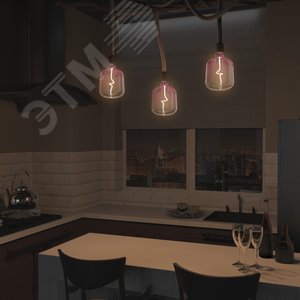 Лампа светодиодная филаментная LED 5 Вт 200 лм 1800К V140 теплый E27 AC 220В розовая колба Black Filament - фото 6