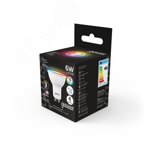 Лампа светодиодная LED 6 Вт 440 лм RGBW софит MR16 GU10 AC 220В RGBW и димирование от пульта Black Gauss - фото 4