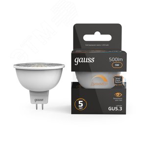 Лампа светодиодная LED 5 Вт 500 лм 3000К софит MR16 теплый GU5.3 AC 220В диммируемая Black - фото 2