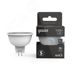 Лампа светодиодная LED 5 Вт 530 лм 4100К софит MR16 нейтральный GU5.3 AC 220В диммируемая Black - фото 2