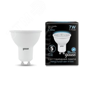 Лампа светодиодная LED 7 Вт 630 лм 4100К AC150-265В GU10 софит MR16 нейтральный  Black Gauss 101506207 GAUSS - 3