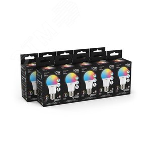 Лампа светодиодная LED 10 Вт 880 лм RGBW А60 груша E27 AC 220В RGBW и диммирование от пульта Black - фото 3