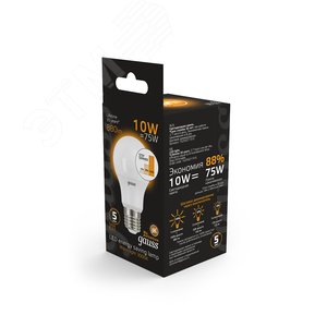 Лампа светодиодная LED 10 Вт 880 лм 3000К AC150-265В E27 А60 (груша) теплая шаговое диммирование выключателем Black 102502110-S GAUSS - 6