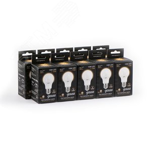 Лампа светодиодная LED 10 Вт 880 лм 3000К AC150-265В E27 А60 (груша) теплая Black 102502110 GAUSS - 4