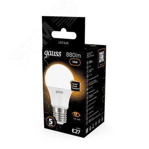 Лампа светодиодная LED 10 Вт 880 лм 3000К А60 груша теплый E27 AC 220В Black - фото 14