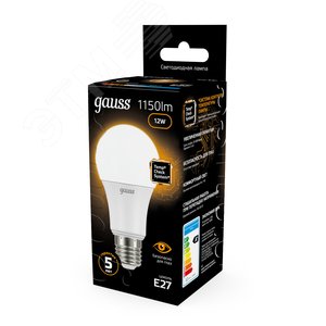 Лампа светодиодная LED 12 Вт 1150 лм 3000К А60 груша теплый E27 AC 220В Black - фото 13