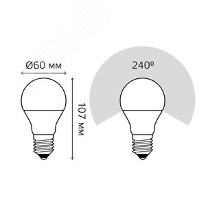 Лампа светодиодная LED 7 Вт 710 лм 4100К AC150-265В E27 А60 (груша) нейтральный Black 102502207 GAUSS - 8