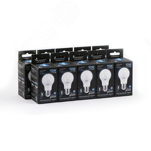Лампа светодиодная LED 10 Вт 920 лм 4100К AC150-265В E27 А60 (груша) нейтральный Black 102502210 GAUSS - 4