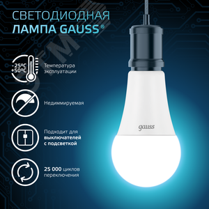 Лампа светодиодная LED 22 Вт 2000 лм 4100К А70 груша нейтральный E27 AC 220В Black - фото 5