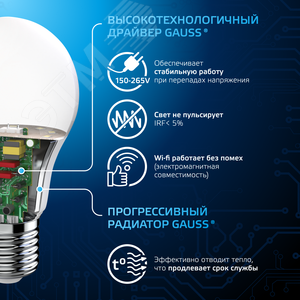 Лампа светодиодная LED 12 Вт 1200 лм 6500К А60 груша холодный E27 AC 220В Black - фото 4