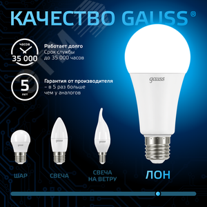 Лампа светодиодная LED 16 Вт 1520 лм 6500К А60 груша холодный E27 AC 220В Black - фото 7
