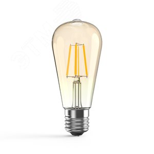 Лампа светодиодная филаментная LED 6 Вт 550 лм 2400К AC185-265В E27 ST64 теплая золотистая колба Black Filament Gauss 102802006 GAUSS - 4