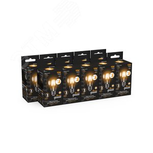 Лампа светодиодная филаментная LED 10 Вт 930 лм 2700К AC185-265В E27 А60 (груша) теплая шаговое диммирование выключателем Black Filament 102802110-S GAUSS - 5