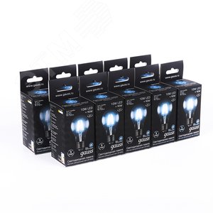 Лампа светодиодная филаментная LED 10 Вт 970 лм 4100К AC185-265В E27 А60 (груша) нейтральный Black Filament 102802210 GAUSS - 5