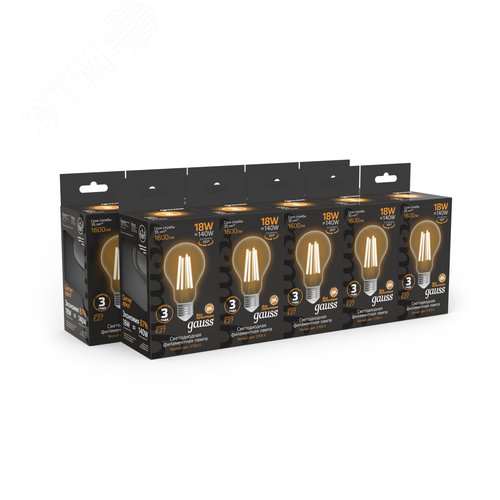 Лампа светодиодная филаментная LED 18 Вт 1600 лм 2700К А60 груша теплый E27 AC 220В прозрачная колба Black Filament - фото 11