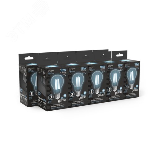 Лампа светодиодная филаментная LED 18 Вт 1650 лм 4100К А60 груша нейтральный E27 AC 220В прозрачная колба Black Filament - фото 11