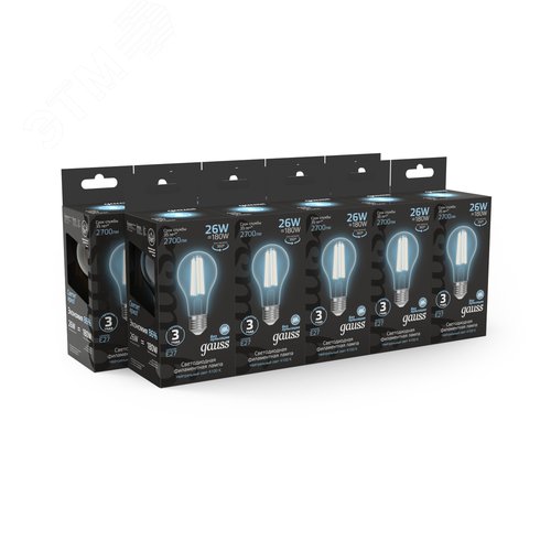 Лампа светодиодная филаментная LED 26 Вт 2700 лм 4100К А70 груша нейтральный E27 AC 220В прозрачная колба Black Filament - фото 11