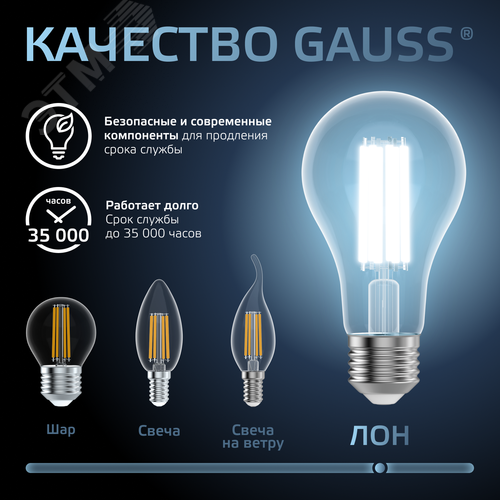 Лампа светодиодная филаментная LED 30 Вт 3100 лм 4100К А70 груша нейтральный E27 AC 220В прозрачная колба Black Filament - фото 6