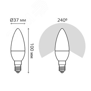 Лампа светодиодная LED 6.5 Вт 520 лм 3000К AC150-265В E14 свеча теплая  Black Gauss 103101107 GAUSS - 7