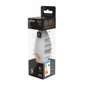 Лампа светодиодная LED 7 Вт 560 лм 3000К свеча теплый E14 AC 220В диммируемая Black - фото 4