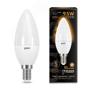 Лампа светодиодная LED 9.5 Вт 890 лм 3000К AC150-265В E14 свеча теплая Black 103101110 GAUSS - 3