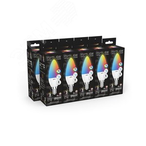 Лампа светодиодная LED 6 Вт 440 лм RGBW свеча E14 AC 220В RGBW и диммирование от пульта Black - фото 3