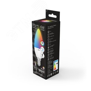 Лампа светодиодная LED 6 Вт 440 лм RGBW свеча E14 AC 220В RGBW и диммирование от пульта Black - фото 4