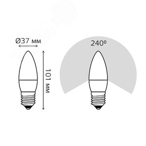 Лампа светодиодная LED 6.5 Вт 520 лм 3000К AC150-265В E27 свеча теплая  Black Gauss 103102107 GAUSS - 7