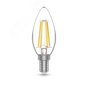 Лампа светодиодная филаментная LED 5.5 Вт 510 лм 2700К AC180-240В E14 свеча теплая (промоупаковка 3 лампы) Basic 1031116T GAUSS - 2